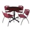 Kobe Kobe Round Table & Chair Set, Wood, Metal, Plastic Top, Mahogany TKB36RNDMH47BY - alternate 1